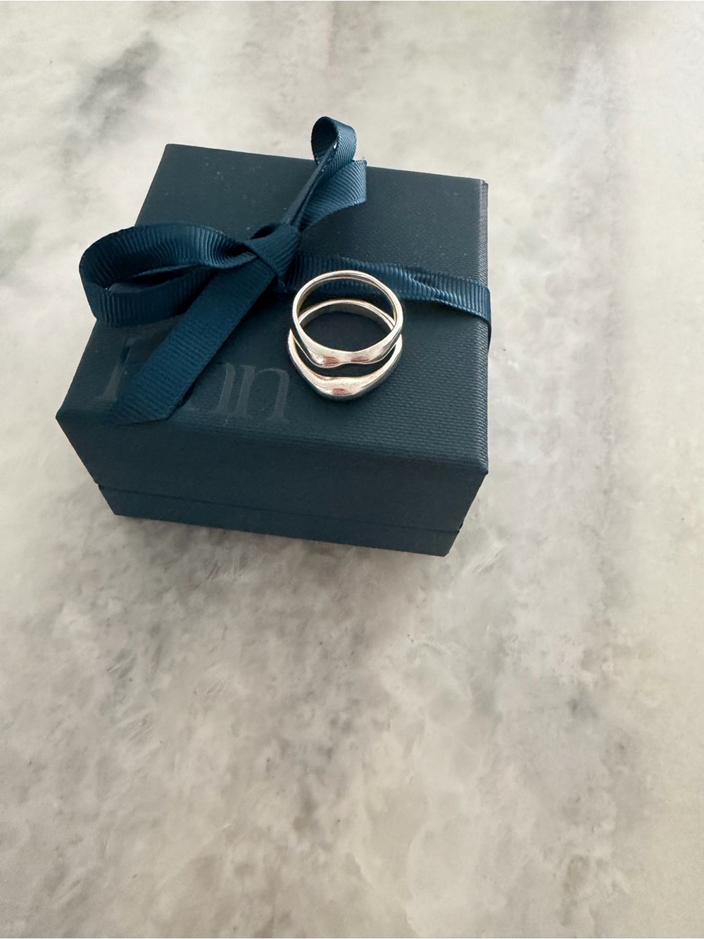 Minimalist Double Band Wave Ring in Silver